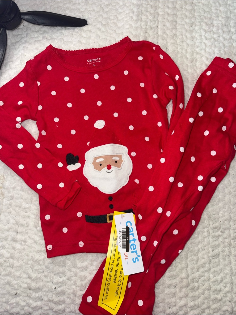 Carter's Red Long-Sleeve Santa Polka Dot Top